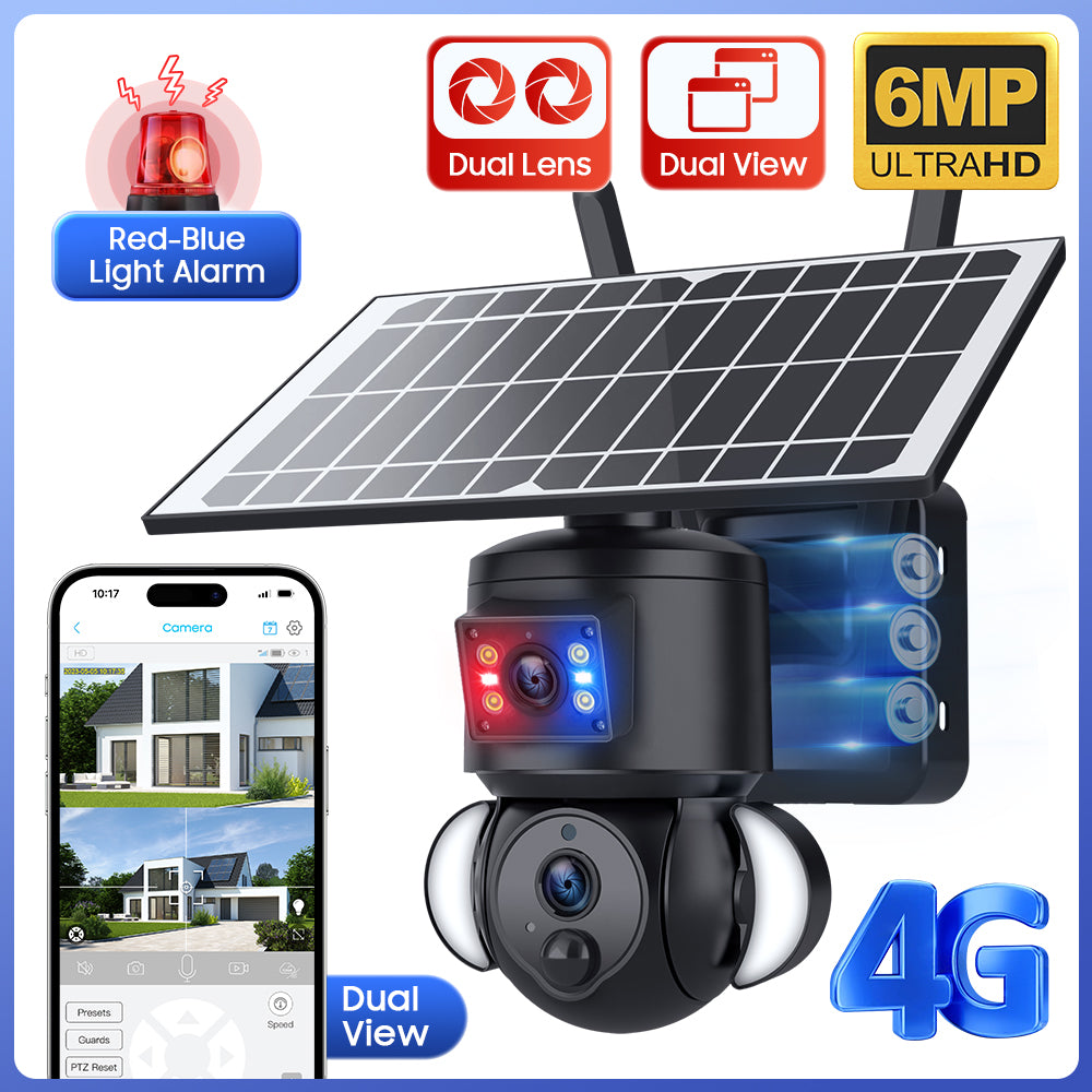 HiMost HiSC18 6MP 4G Solar Wireless Security Camera Dual Lens Waterproof