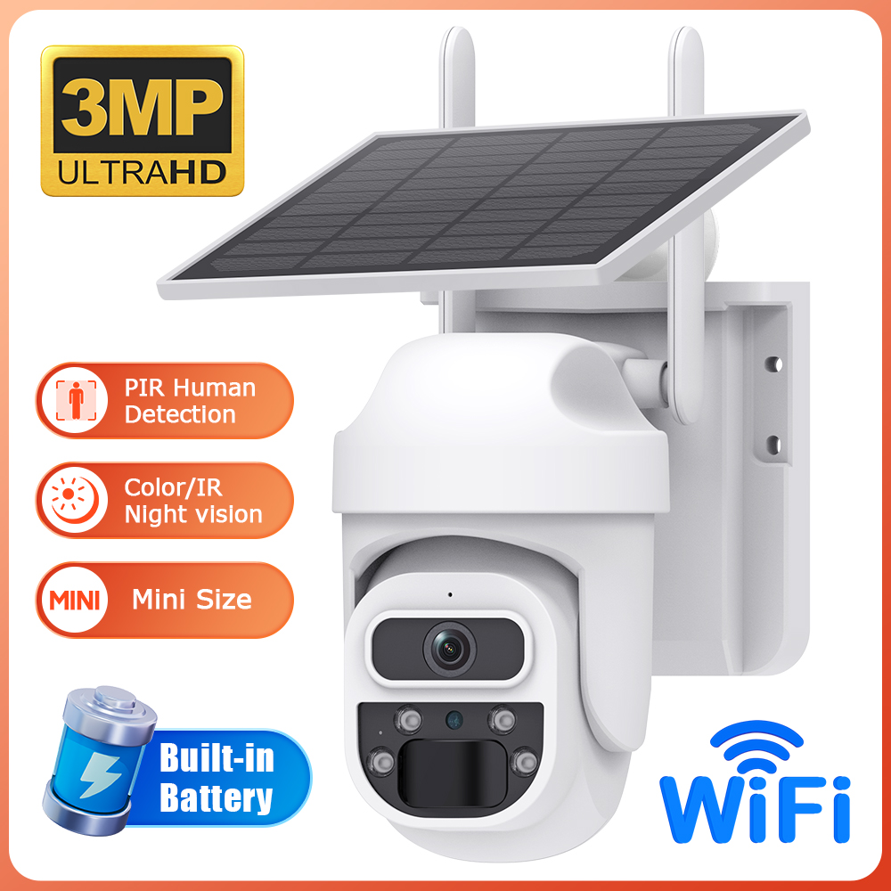 Himost HiSC08 3MP Wifi Solar Powered Outdoor Security Camera PIR Motion
