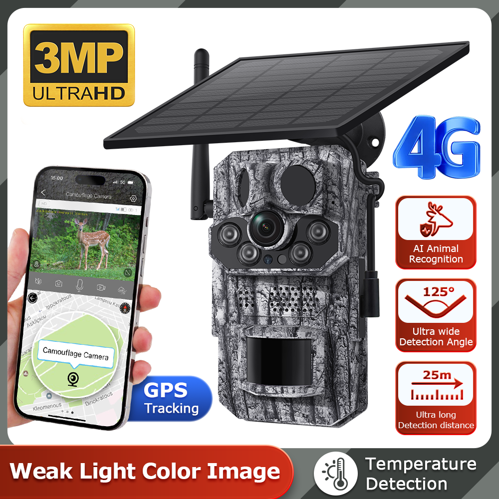 Himost HiSC808 4G Solar Tracking Camera, Triple PIR, Wildlife Scouting