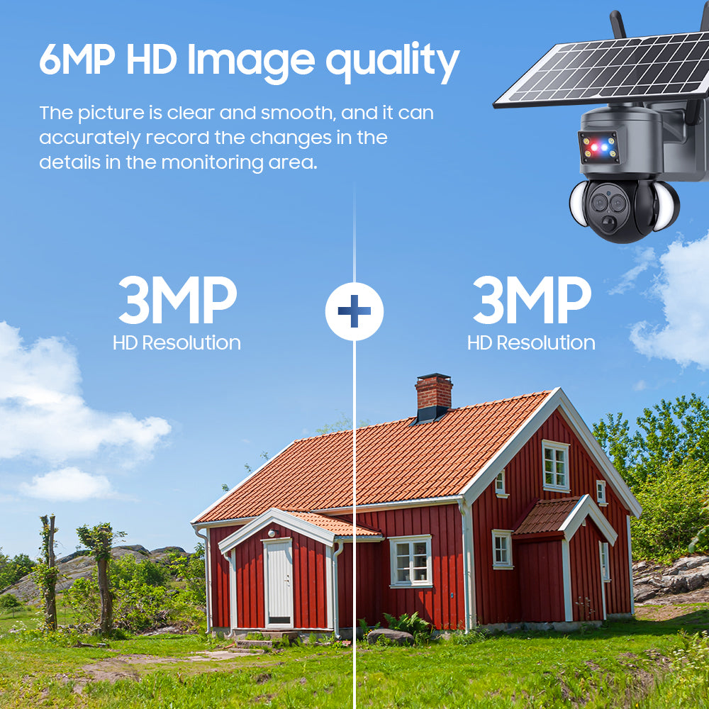 HiMost HiSC19 6MP Waterproof 4G Solar Power PTZ Security Camera Dual Lens