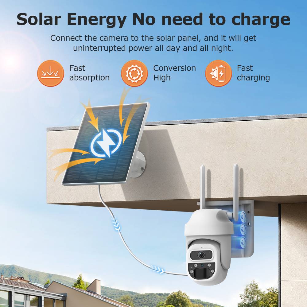 Himost HiSC08 3MP Wifi Solar Powered Outdoor Security Camera PIR Motion