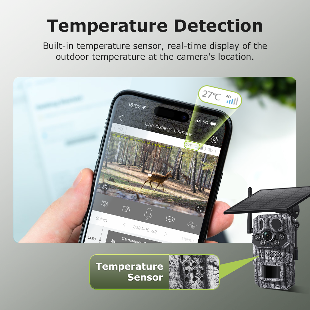 Himost HiSC808 4G Solar Tracking Camera, Triple PIR, Wildlife Scouting