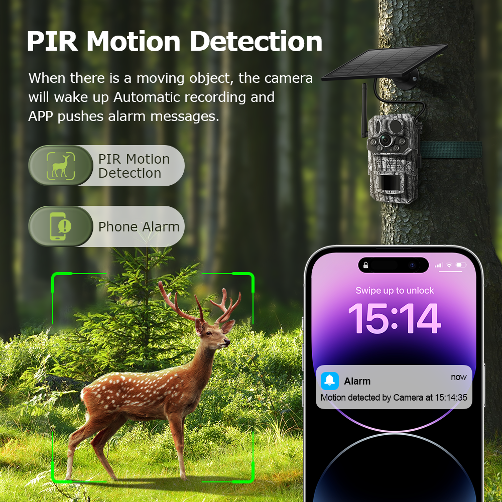Himost HiSC808 4G Solar Tracking Camera, Triple PIR, Wildlife Scouting