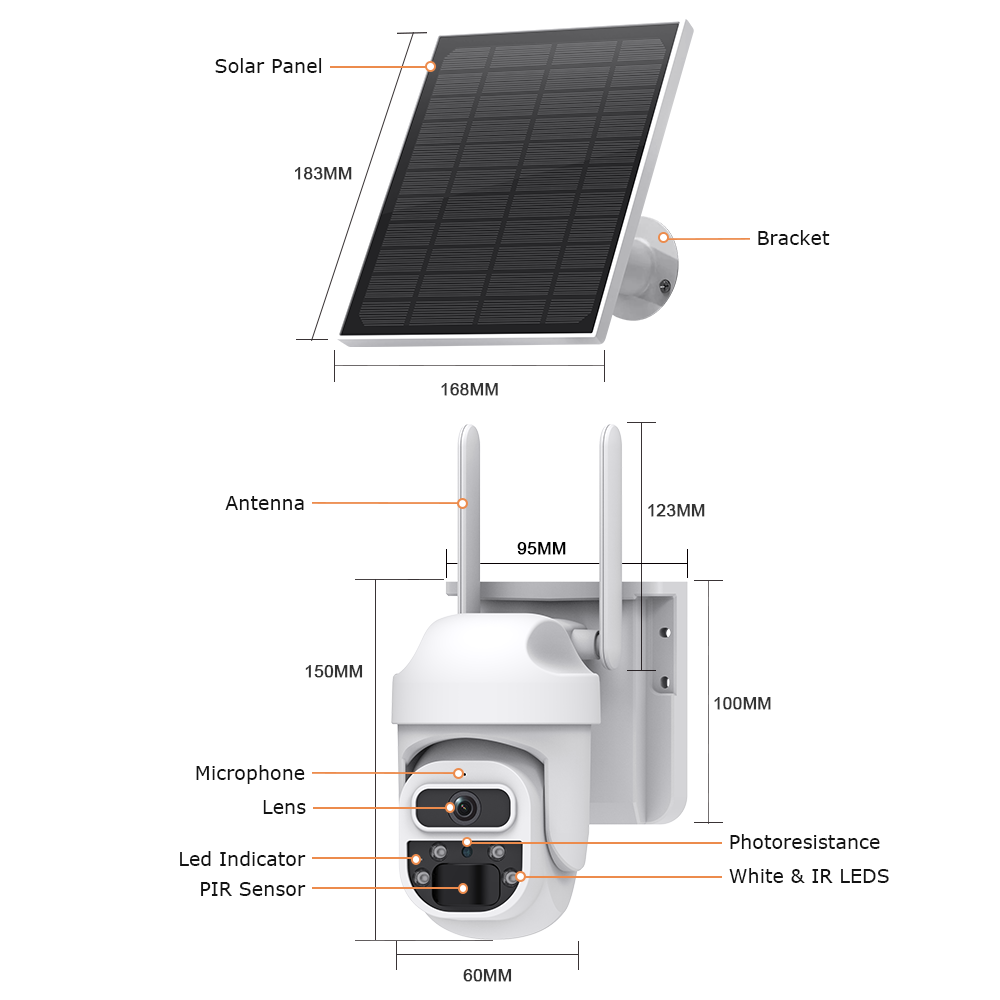 Himost HiSC08 3MP Wifi Solar Powered Outdoor Security Camera PIR Motion