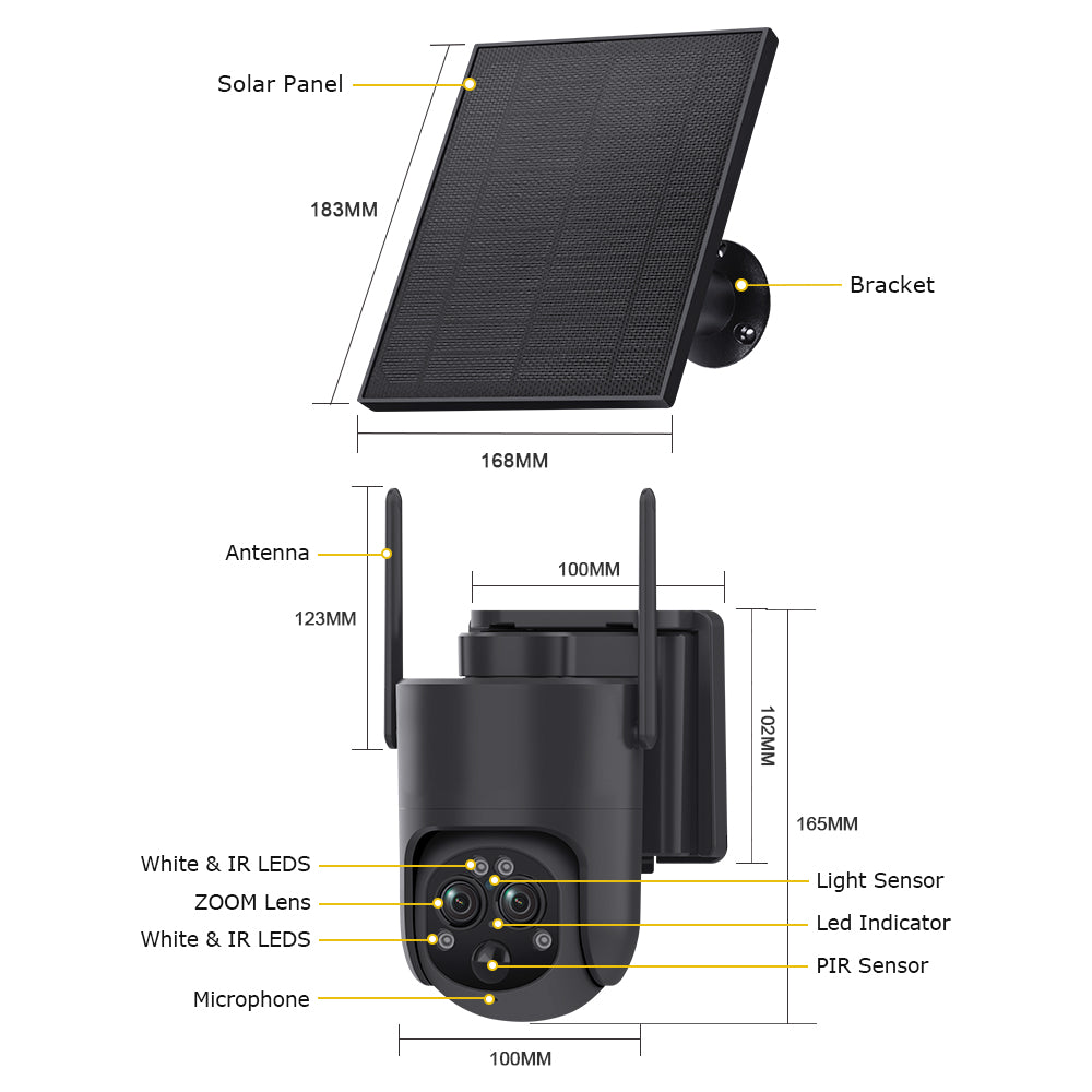 HiMost 6MP WiFi Outdoor 12x Hybrid Zoom (50m) Solar Security Camera