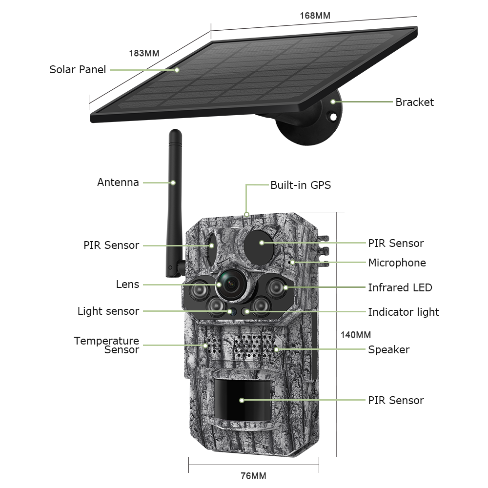 Himost HiSC808 4G Solar Tracking Camera, Triple PIR, Wildlife Scouting