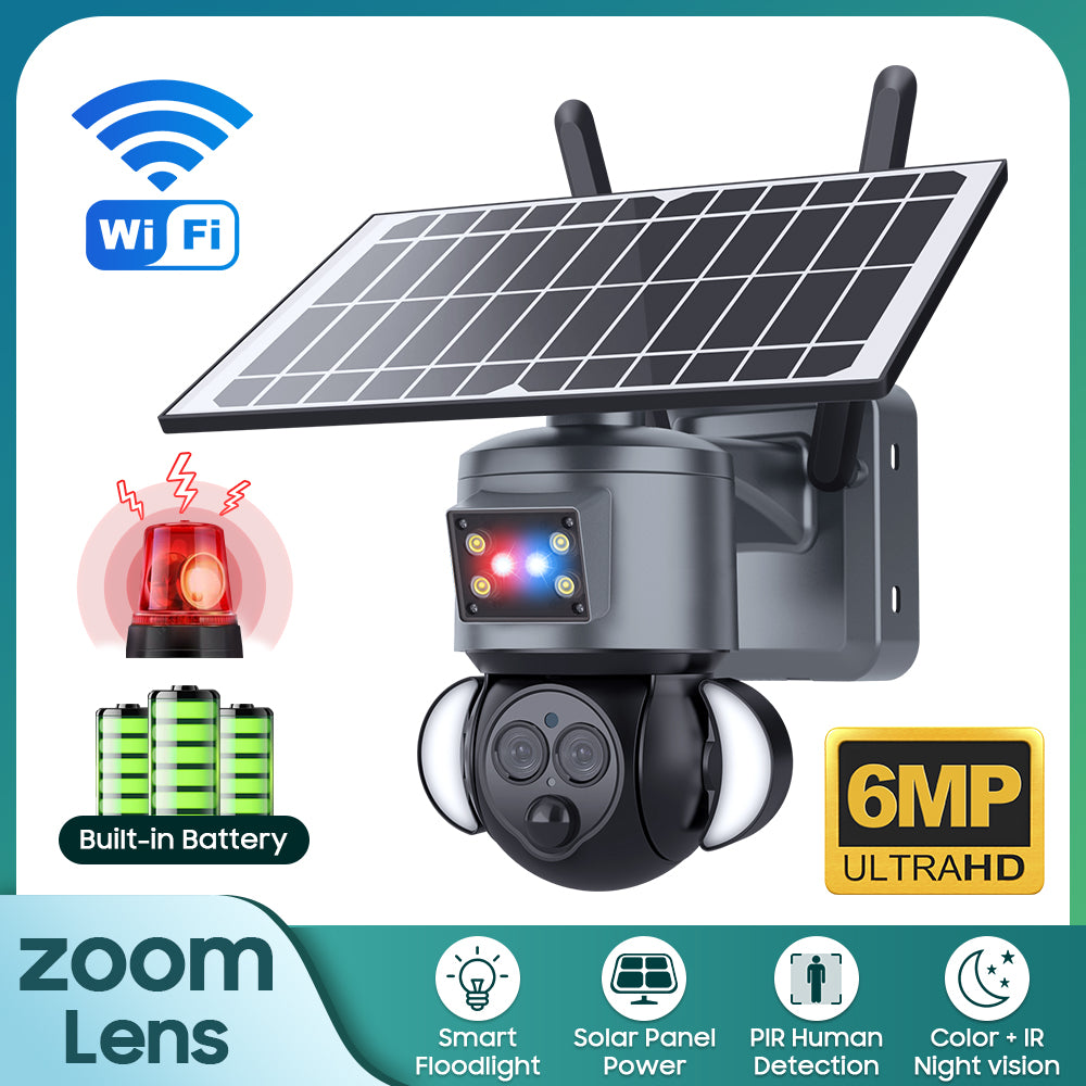 HiMost HiSC19 6MP Dual Lens 12x Zoom Solar Power Wifi PTZ Security Camera