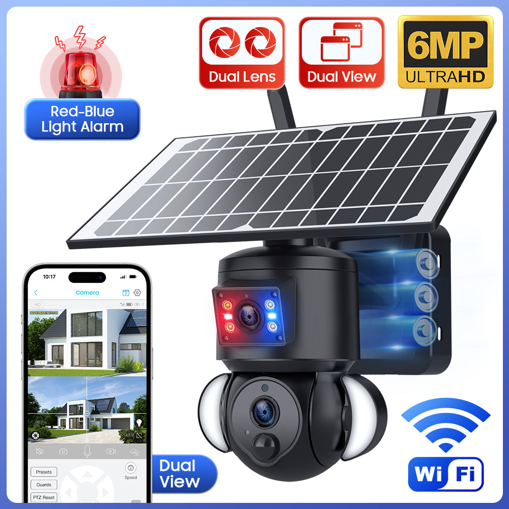 HiMost HiSC18 Dual Lens 6MP Solar Power Wifi PTZ Outdoor Security Camera