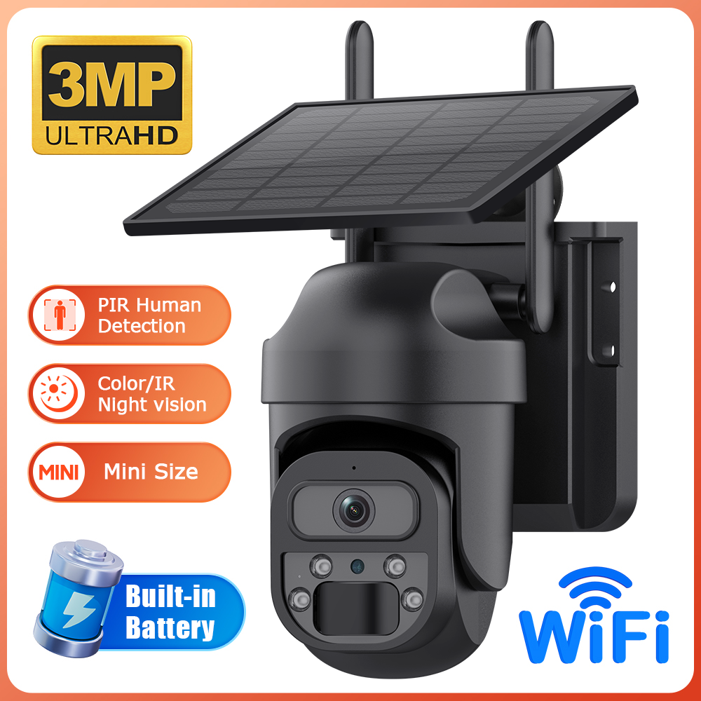 Himost HiSC08 3MP Wifi Solar Powered Outdoor Security Camera PIR Motion