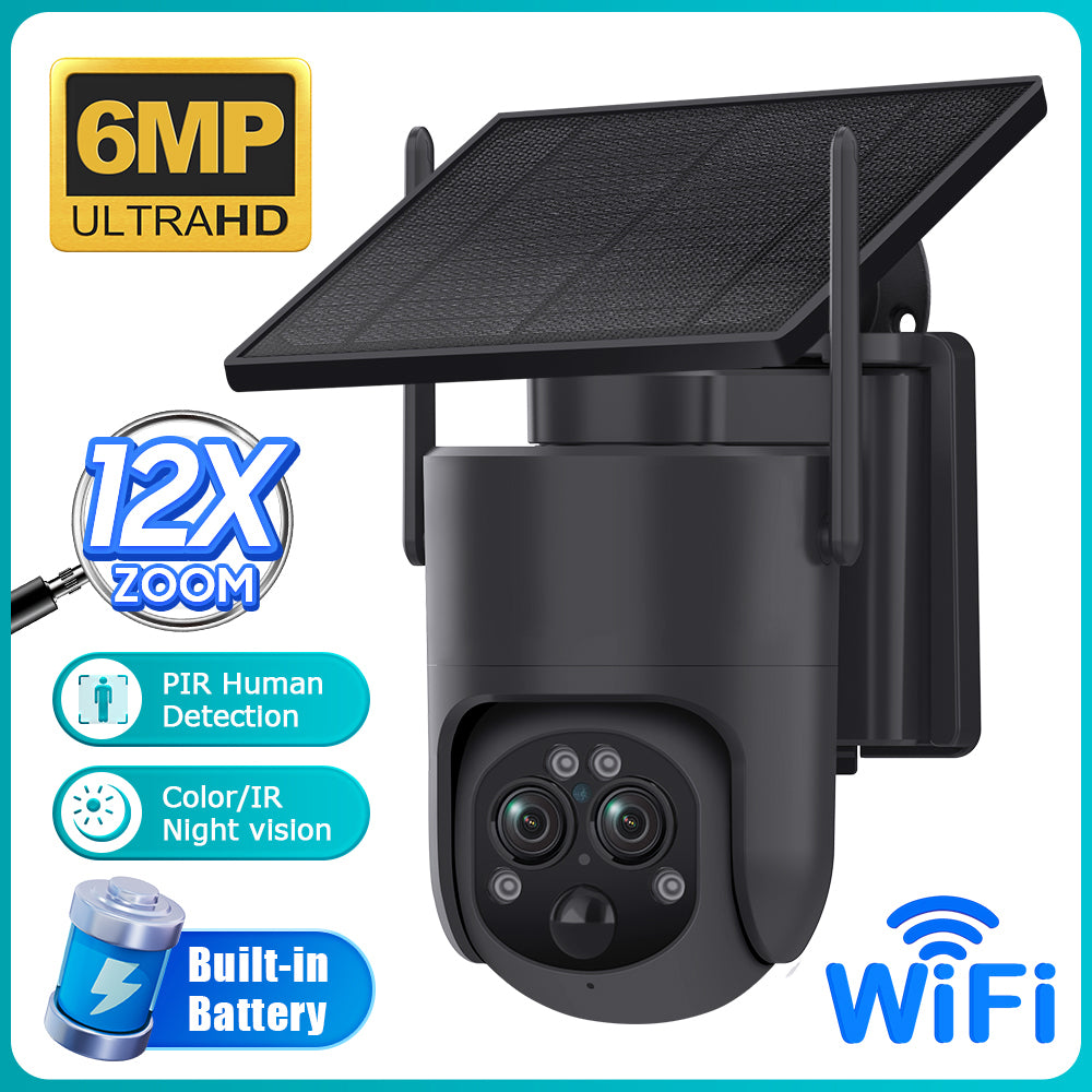 HiMost 6MP WiFi Outdoor 12x Hybrid Zoom (50m) Solar Security Camera