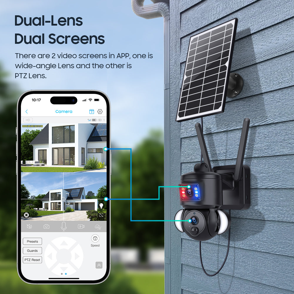 HiMost HiSC18 Dual Lens 6MP Solar Power Wifi PTZ Outdoor Security Camera
