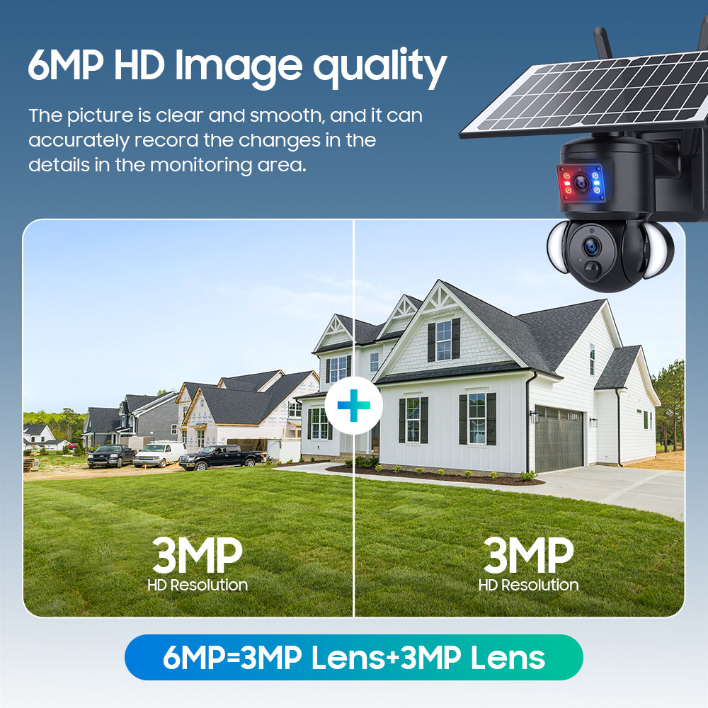 HiMost HiSC18 Dual Lens 6MP Solar Power Wifi PTZ Outdoor Security Camera