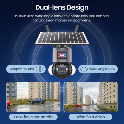 HiMost HiSC19 6MP Waterproof 4G Solar Power PTZ Security Camera Dual Lens