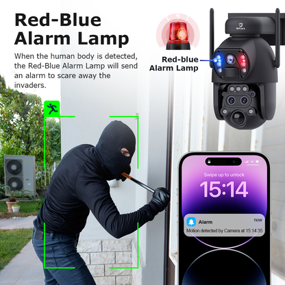 6MP WiFi Security Camera with 3-Lens & 15x Hybrid Zoom – Himost HiSC09