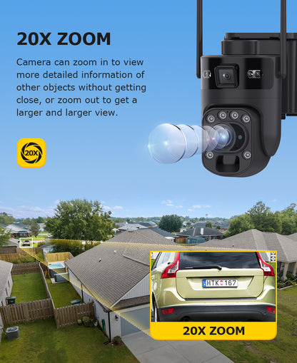 6MP WiFi Security Camera with 20x Optical Zoom & Linked Dual View – HiMost HiSC21