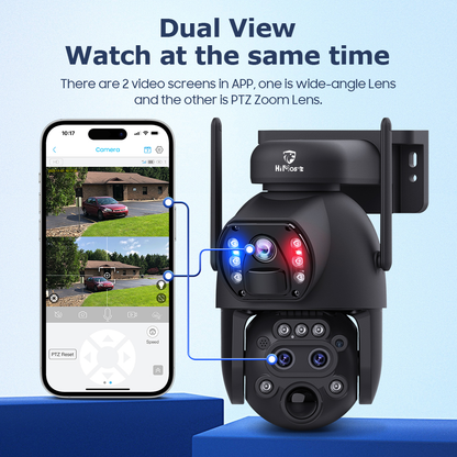 6MP WiFi Security Camera with 3-Lens & 15x Hybrid Zoom – Himost HiSC09