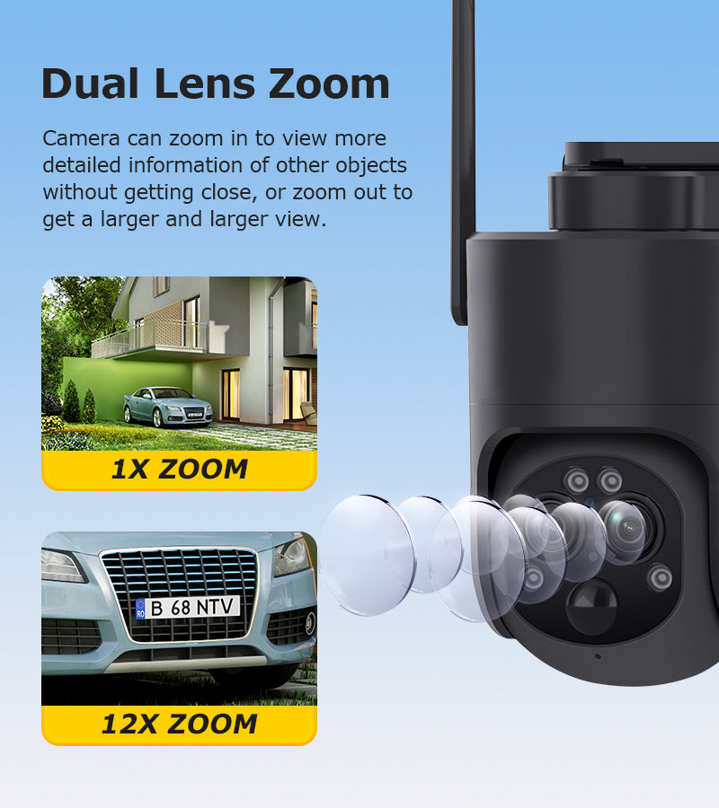 6MP 4G Security Camera with 12× Optical Zoom & Dual-Lens Live View – HiMost HiSC20