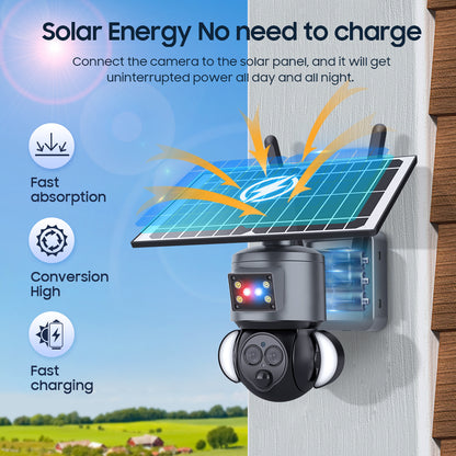 HiMost HiSC19 6MP Waterproof 4G Solar Power PTZ Security Camera Dual Lens