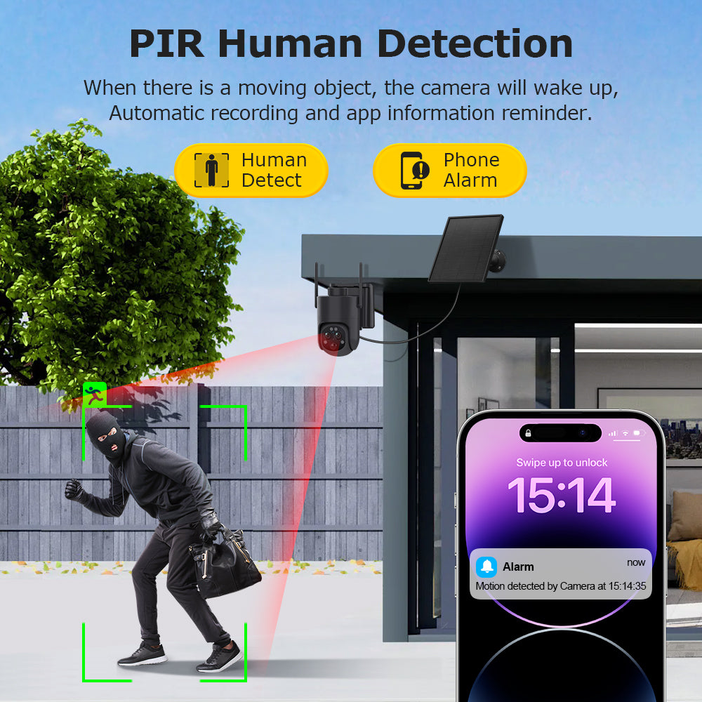 HiMost 6MP WiFi Outdoor 12x Hybrid Zoom (50m) Solar Security Camera