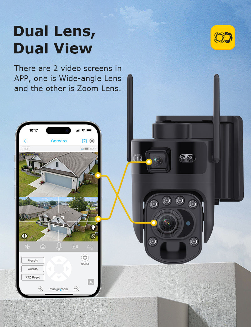 6MP WiFi Security Camera with 20x Optical Zoom & Linked Dual View – HiMost HiSC21