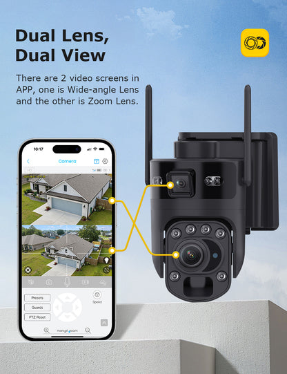 6MP WiFi Security Camera with 20x Optical Zoom & Linked Dual View – HiMost HiSC21