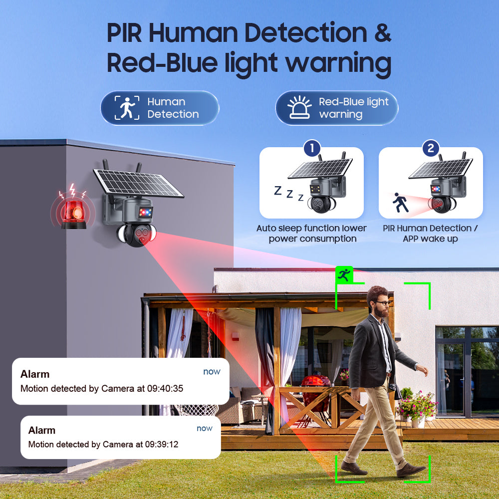 HiMost HiSC19 6MP Waterproof 4G Solar Power PTZ Security Camera Dual Lens