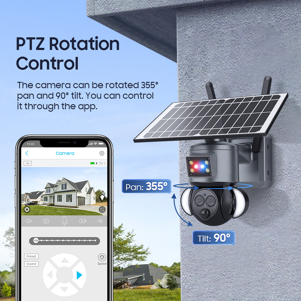 HiMost HiSC19 6MP Waterproof 4G Solar Power PTZ Security Camera Dual Lens