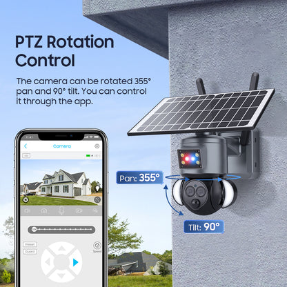 HiMost HiSC19 6MP Waterproof 4G Solar Power PTZ Security Camera Dual Lens