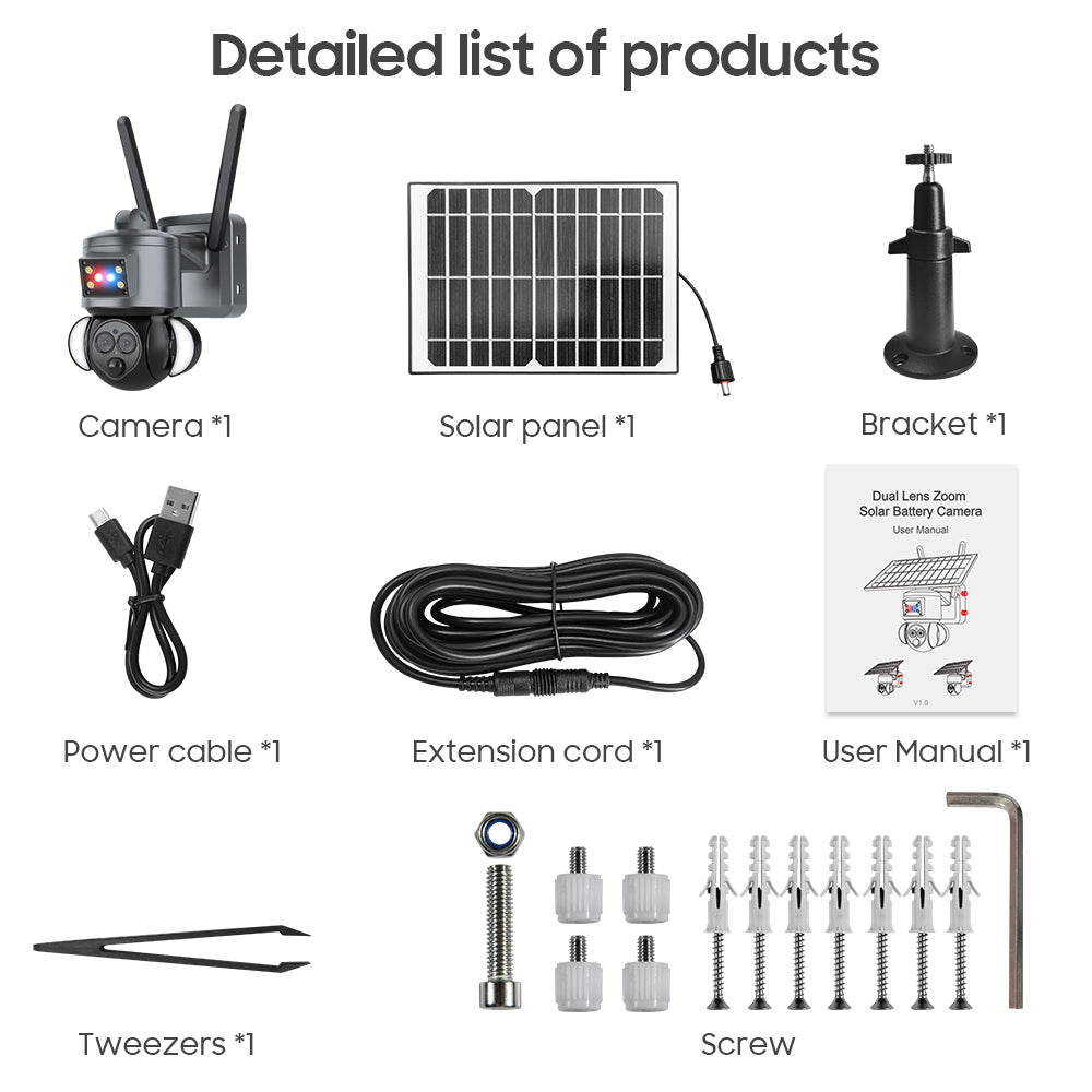 HiMost HiSC19 6MP Waterproof 4G Solar Power PTZ Security Camera Dual Lens
