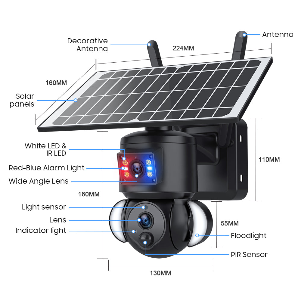 HiMost HiSC18 Dual Lens 6MP Solar Power Wifi PTZ Outdoor Security Camera