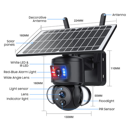 HiMost HiSC18 Dual Lens 6MP Solar Power Wifi PTZ Outdoor Security Camera