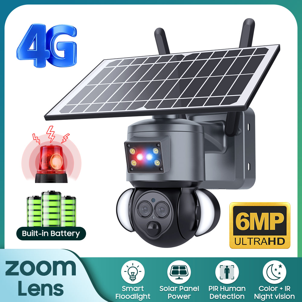 HiMost HiSC19 6MP Waterproof 4G Solar Power PTZ Security Camera Dual Lens