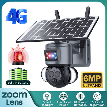 HiMost HiSC19 6MP Waterproof 4G Solar Power PTZ Security Camera Dual Lens