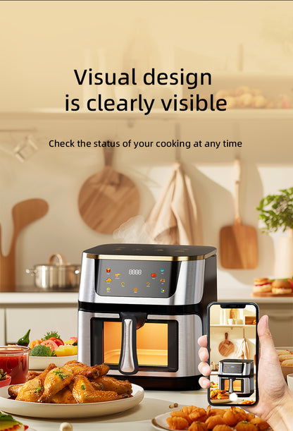 HiMost S21VSS 12L Stainless Steel Air Fryer with Visible Window