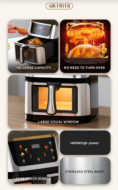 HiMost S21VSS 12L Stainless Steel Air Fryer with Visible Window