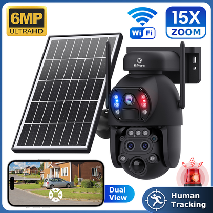 6MP WiFi Security Camera with 3-Lens & 15x Hybrid Zoom – Himost HiSC09